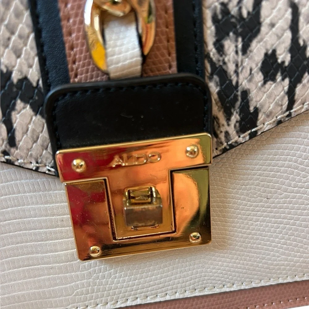 Aldo Martis Snakeskin Neutral Top Handle Handbag Purse NO CROSSBODY STRAP - Picture 8 of 10